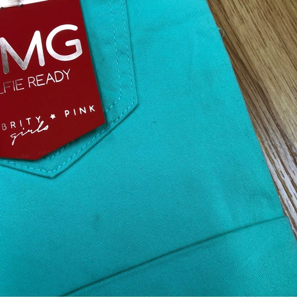 CELEBRITY PINK Girls Turquoise Aqua Cuffed Shorts‎ With Pink Belt Size 10 New - Picture 6 of 6